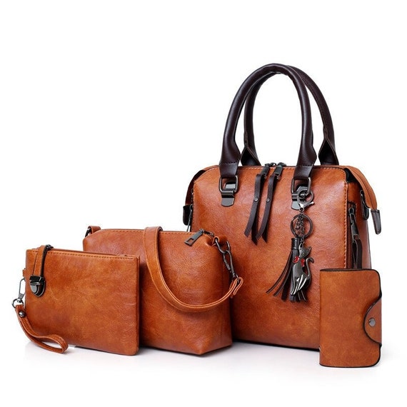 4pcs/set Women Lady Leather Handbag Shoulder Tote Purse Satchel Messenger Bag 