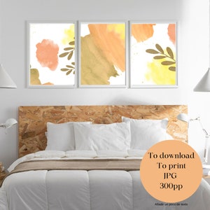 Trio of Abstract Wall Paintings, Contemporary Style, in High Quality JPG: Prints in Various Measurements (4x6 to 24x36)"