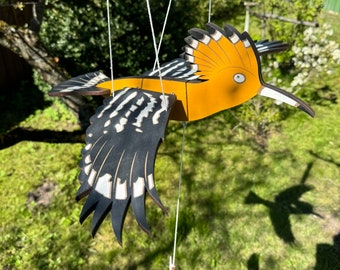 Digital Laser Cut File Wooden Flying Hoopoe Bird (PDF, SVG, DXF, Al, lbrn File)