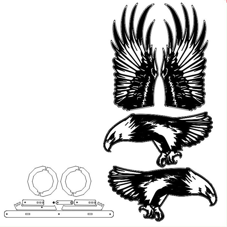 Eagle Pdf File Digital Laser Cut File Wooden Flying Eagle (PDF, SVG, DXF, Al, Lbrn ...