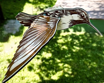 Digital Laser Cut File Wooden Flying Hummingbird (PDF, SVG, DXF, Al, lbrn File)