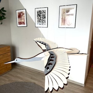 Archivo digital cortado con láser: Pájaro volador de madera (archivo PDF, SVG, DXF, Al, lbrn)