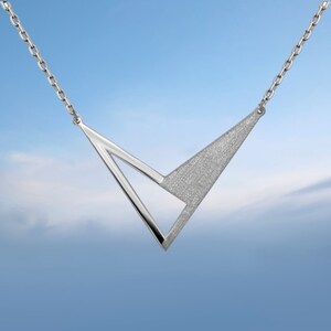 Sterling silver triangle necklace with adjustable lock 16.5", unique gift for her - girlfriend, wife, sister, mother, daughter