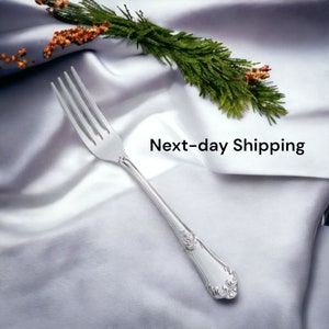 Silver fork,  silver wedding fork, silver plated fork, personalized wedding fork, table fork floral design 20.5 (8.1in)