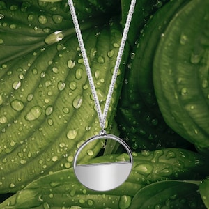 Sterling silver round, geometric pendant necklace 15&quot; with adjustable lock, the best elegant gift for her-mother, sister, girlfriend, wife