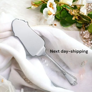 Silver cake blade,  silver plated wedding cake cutter,  silver personalized cake knife, cake divider Floral design 26cm (10.2&quot;)