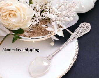 Silver sterling baby spoon, first tooth gift, baptism spoon, feeding spoon, silver coffee spoon, silver baptism spoon 14.2х3cm (5.6x1.2in)