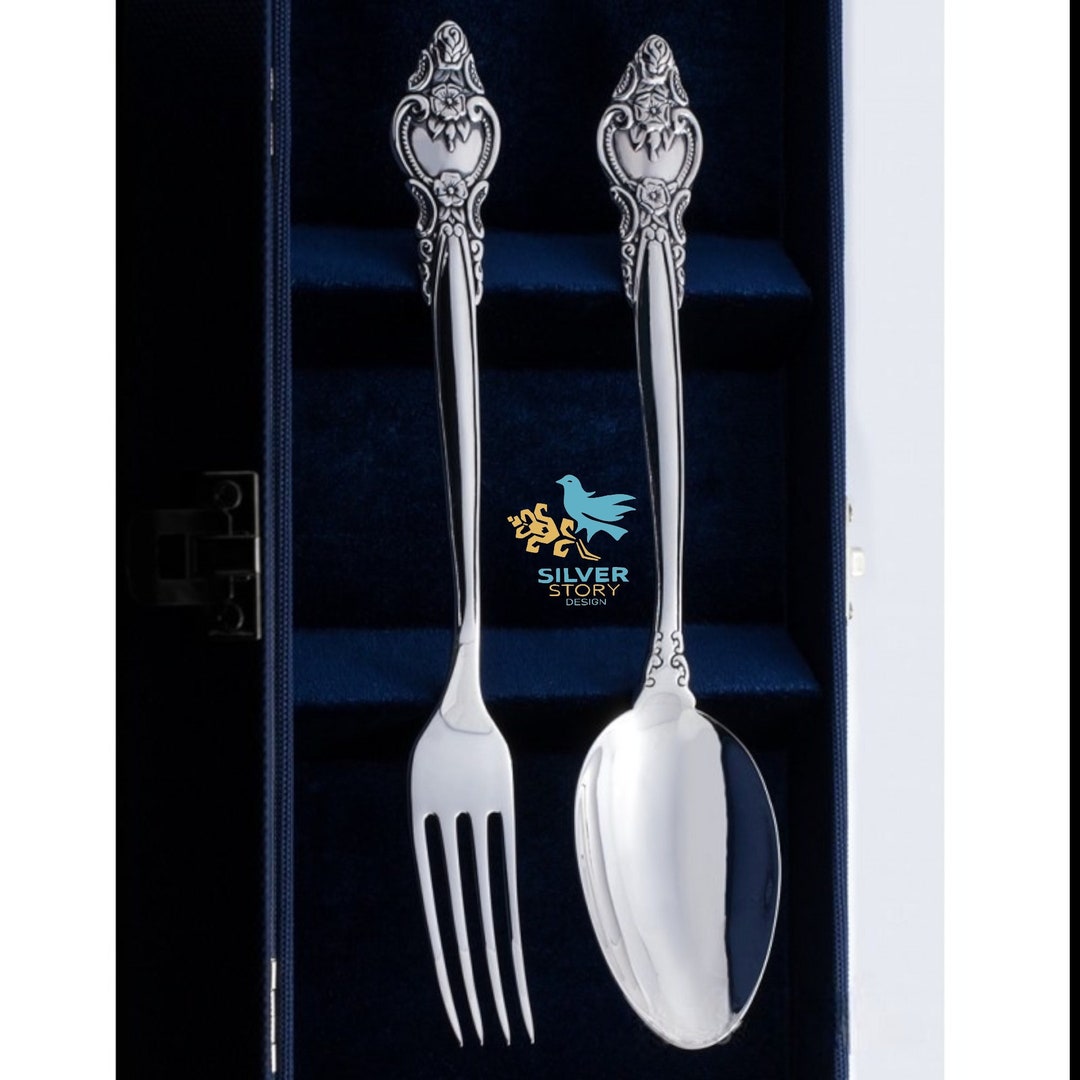 Silver Spoon and Fork Set Silver Cutlery Set Handmade Silver Etsy