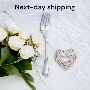 Silver fork,  silver wedding fork, silver plated fork, personalized wedding fork, fish fork floral design 17cm (6.7&quot;)