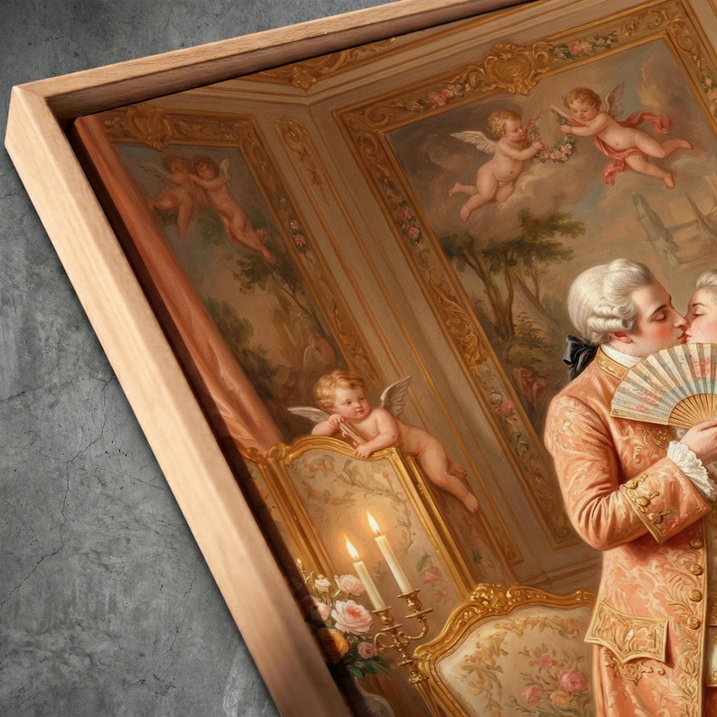 Rococo Kissing Couple Art Print | Vintage French Painting (digital ...