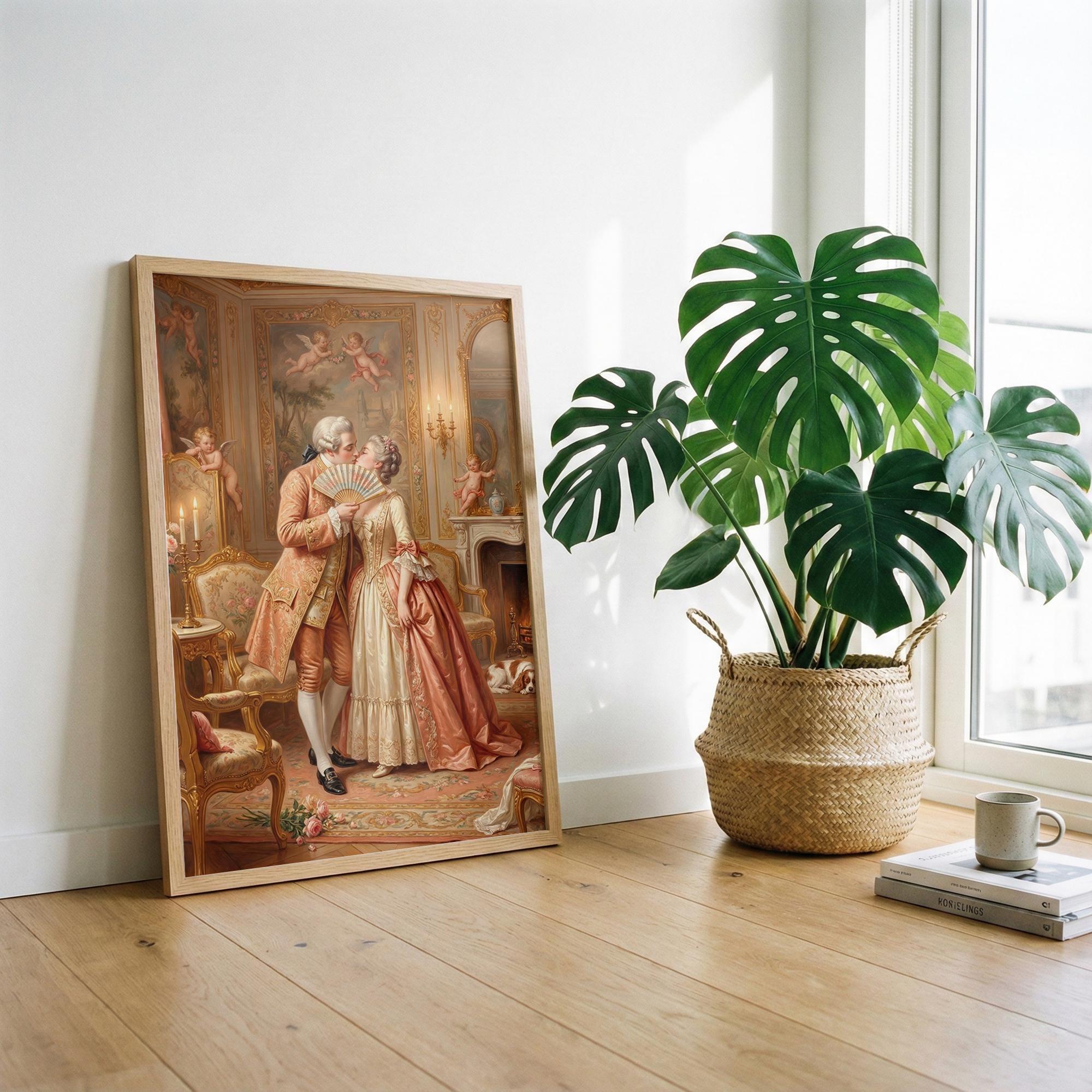 Rococo Kissing Couple Art Print | Vintage French Painting (digital ...