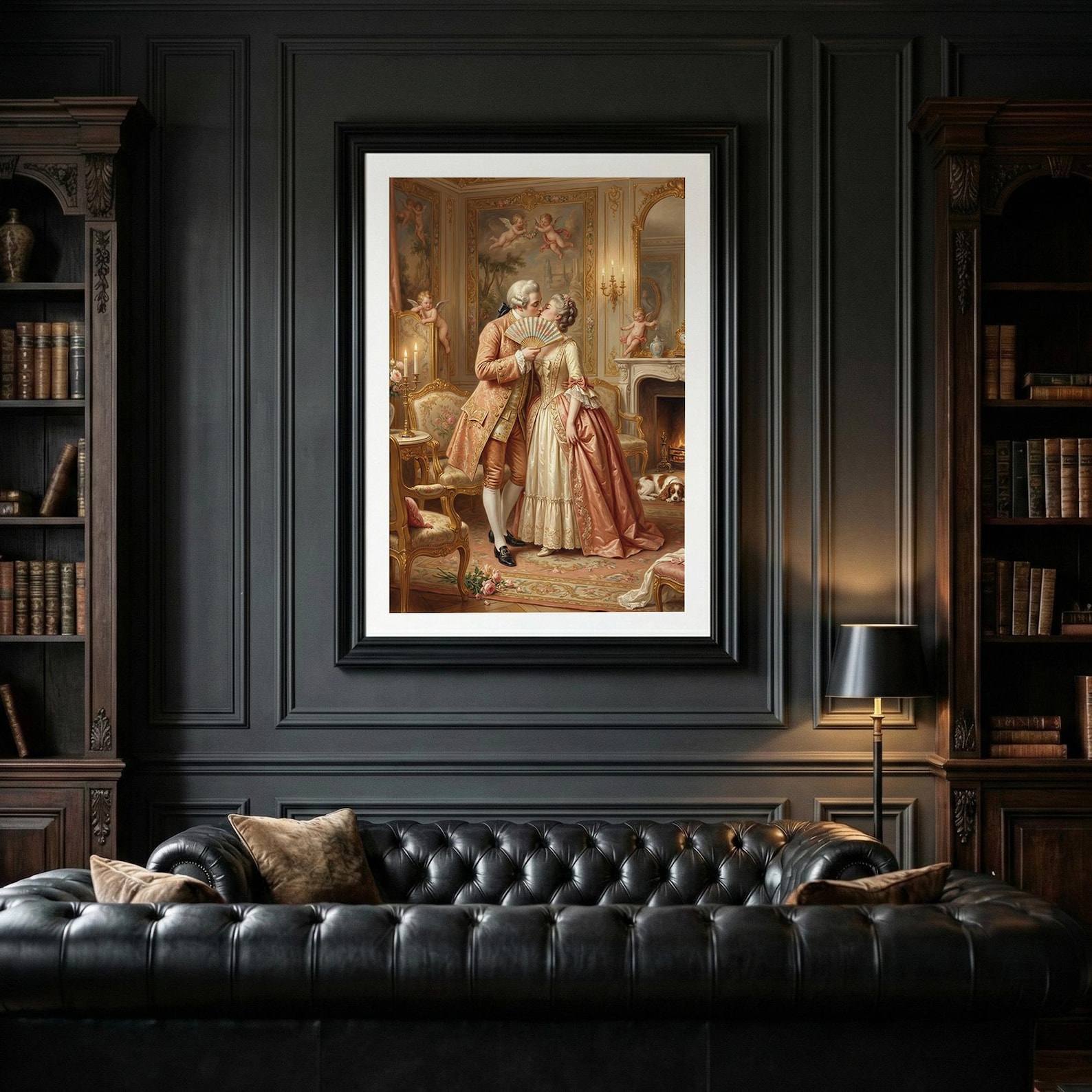 Rococo Kissing Couple Art Print | Vintage French Painting (digital ...
