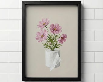 Toilettenpapier Pflanze Kunstdruck | Lustige minimale botanische Badezimmer Wand Dekor | Digitaler Download