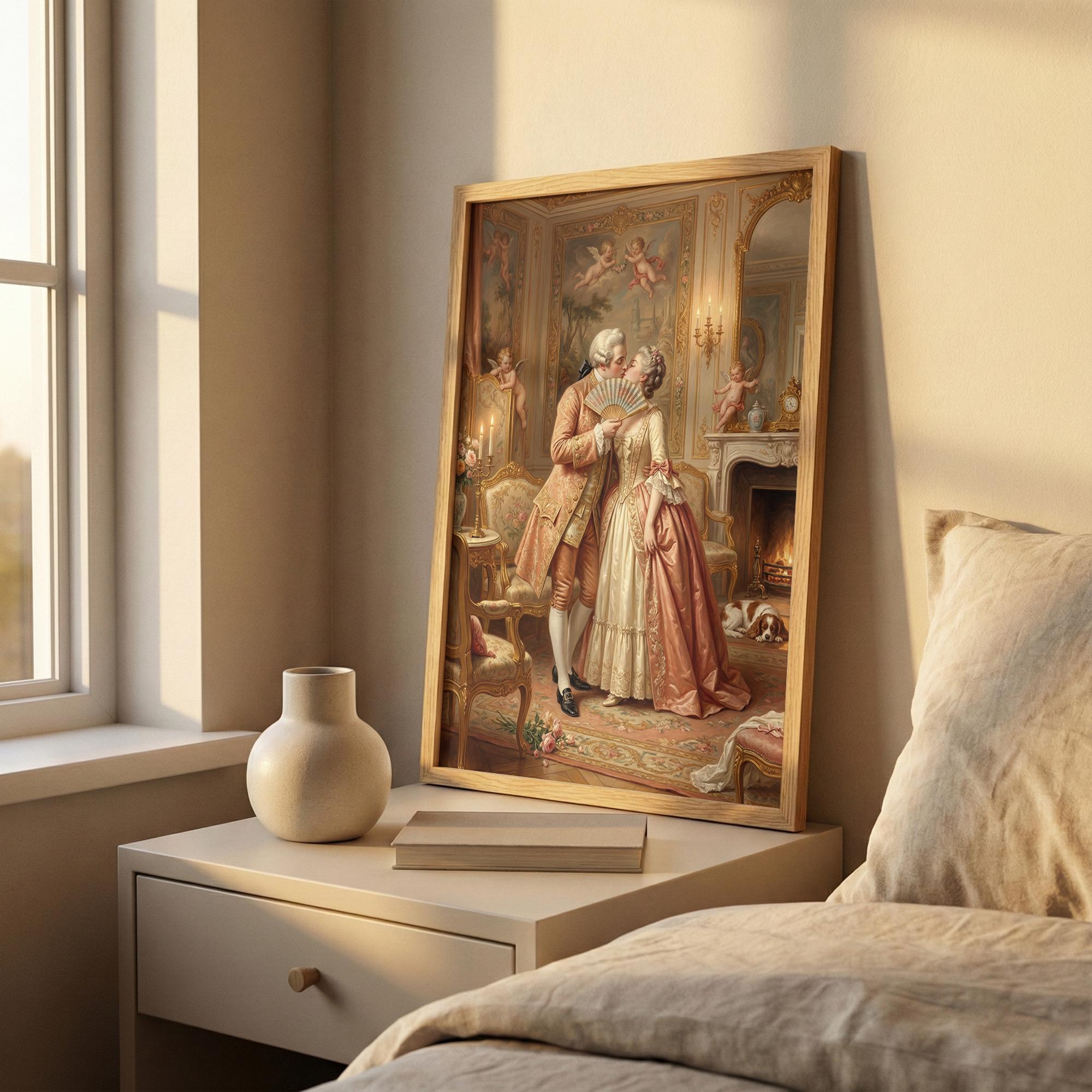 Rococo Kissing Couple Art Print | Vintage French Painting (digital ...
