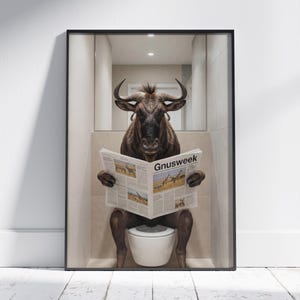 Impresión divertida de ñu: Ñu en el inodoro (descarga digital)