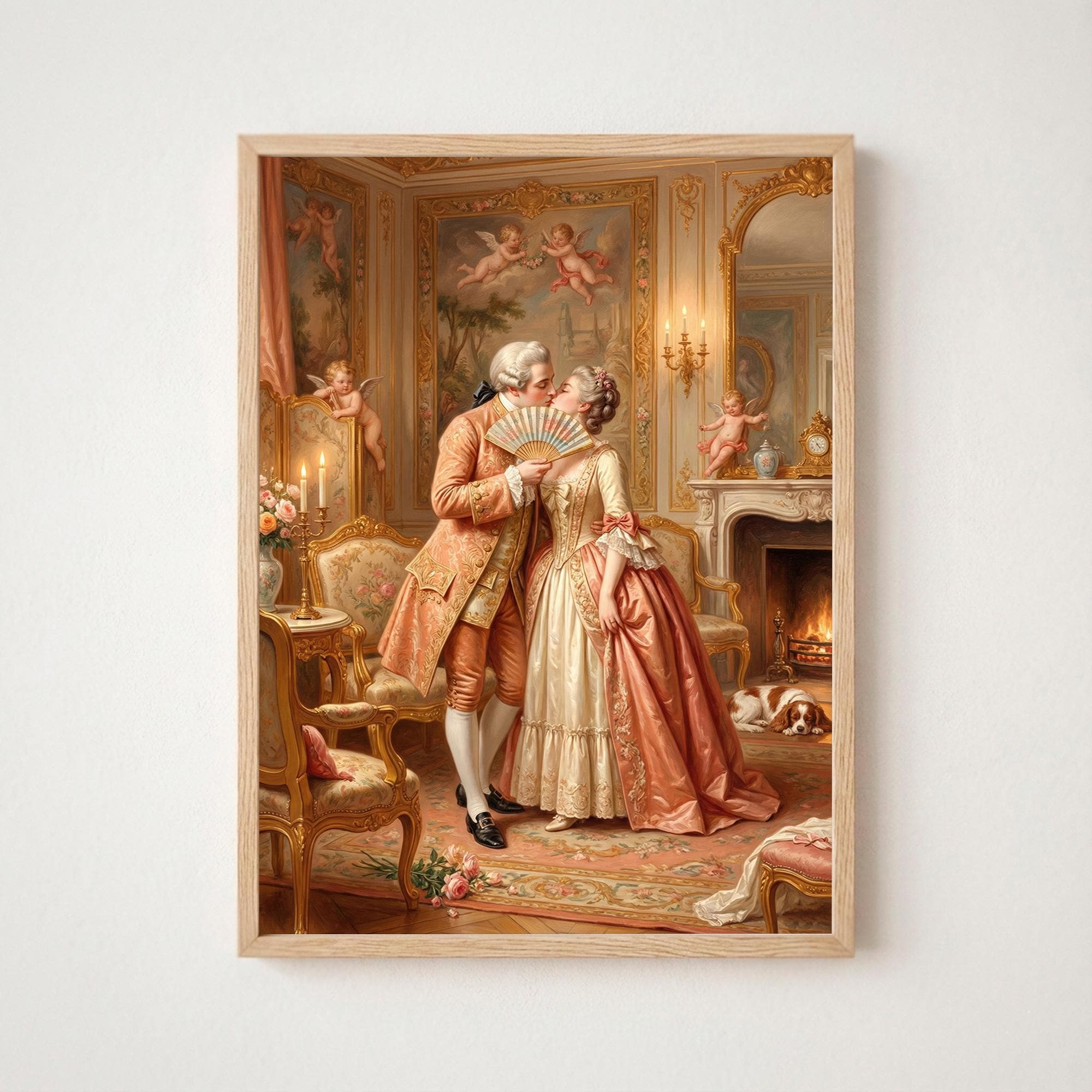 Rococo Kissing Couple Art Print | Vintage French Painting (digital ...
