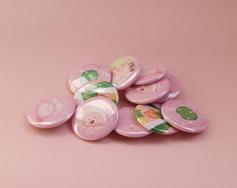 MelTina Pink Button Badges 3.8cm/1'5"