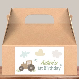 Tractor Gable Box Label / Digital Download / First Birthday / Party Box Label / Gift Box Label / Start your Tractor / Little Farmer / Farm