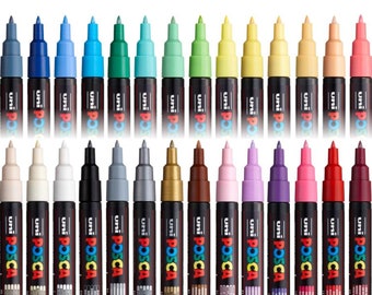 Posca PC-1 M Acrylic Marker, 0.7 mm, Uni-Ball Acrylic Pens, Assorted Colors, Water-based, Paint Marker, for any surface