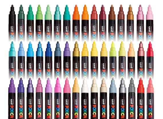 Posca PC-5M Acryl Marker, 1,8-2,5 mm, Uni-Ball Acryl Stifte, verschiedene Farben, auf Wasserbasis, Paint Marker, für jeden Untergrund