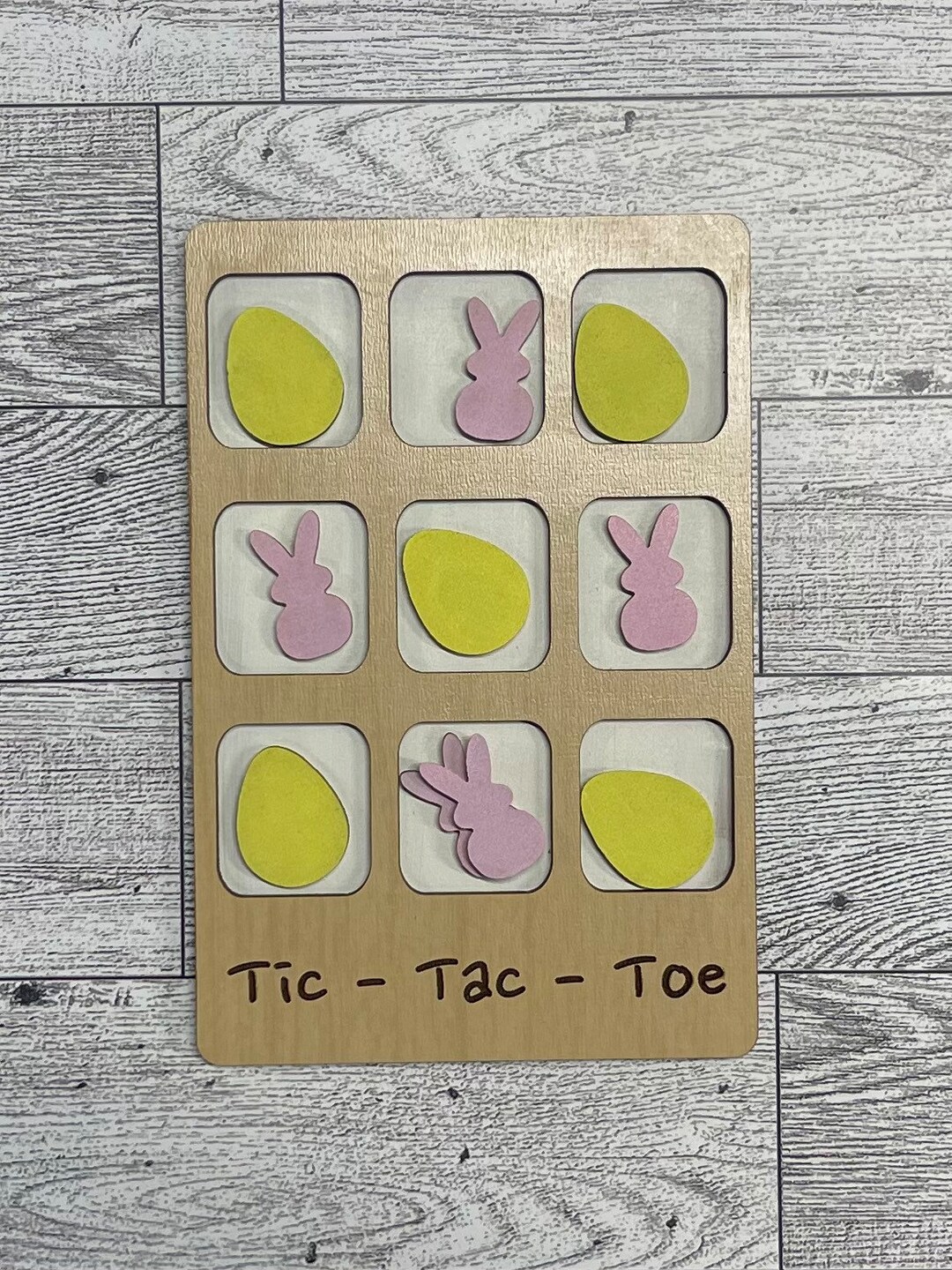 Easter Bunny and Egg Tic Tac Toe Laser Engraved Wooden Game - Etsy