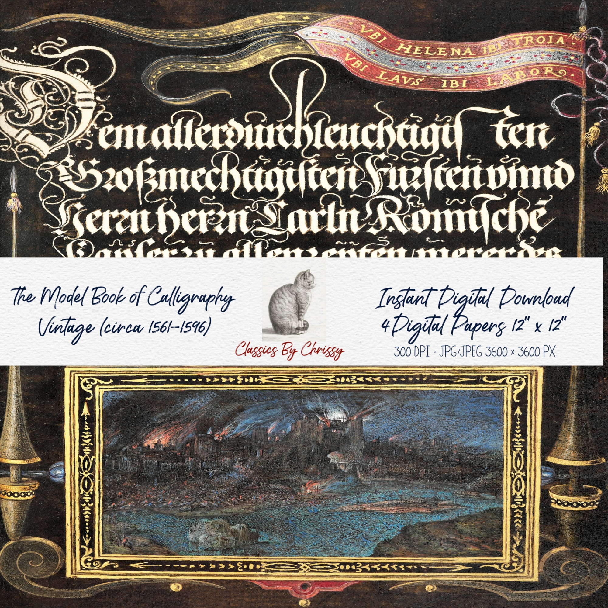 Vintage Model Book of Calligraphy Writing Circa 1561-1596 Black ...