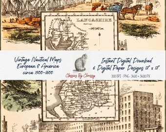Vintage Nautical Maps Circa 1500-1600 European & America