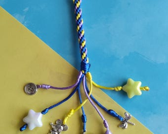 The Button-Eyed Girl braided Keychain [Creepy Cute Bag Charm | Fantasy Movie Inspired Charm | Spooky Cute Braided Keychain]