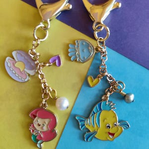 Under The Sea Mermaid and Yellow Fish Keychain: Little Mermaid Enamel Charm