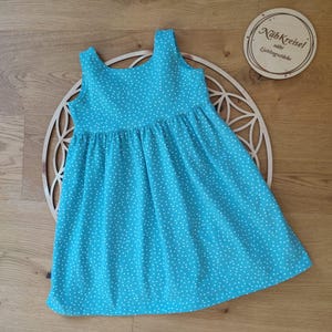 Summer dress size 116, jersey, turquoise with dots