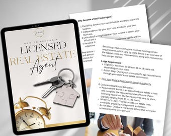 How to Become a Licensed Real Estate Agent | Editable Ebook Template | 34-Page Real Estate Guide | Canva Ebook | Digital Download
