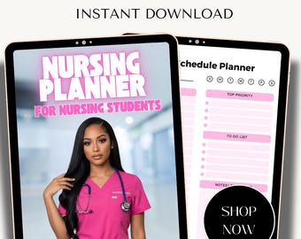 Editable Nursing Student Planner: 48-Page Canva Template (PDF, PNG, JPG Instant Download
