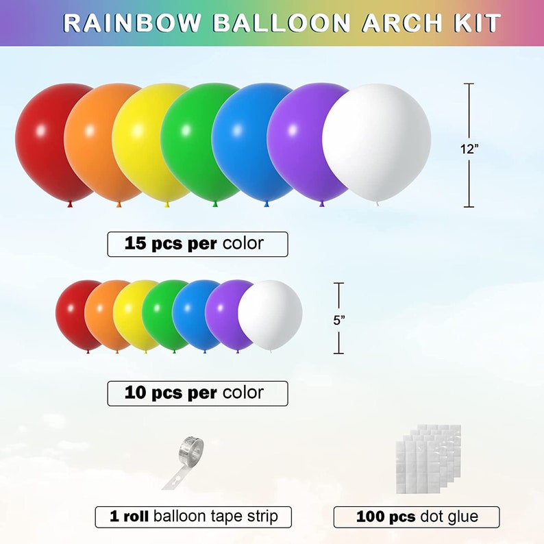 Rainbow Balloons for Rainbow Party Decoration Birthday Party Etsy