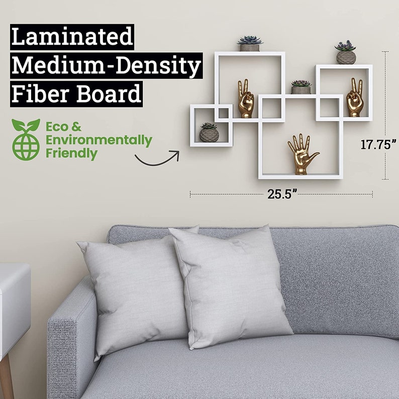 4 Cube Intersecting Shelves Easytoassemble Floating Wall Etsy