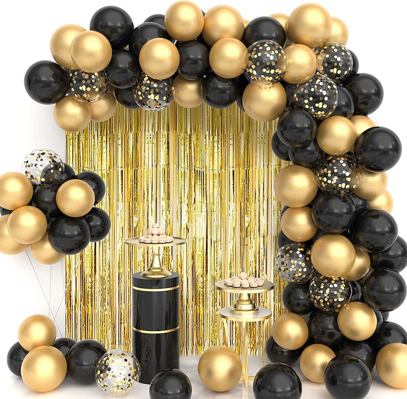 Black and Gold Balloon Garland Arch Kit 112pcs Black and Gold Etsy