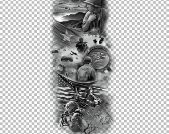 Paratrooper Memorial Sleeve Tattoo Png With Transparent Etsy Sweden