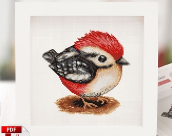 Cute Bird Cross Stitch Pattern PDF. Woodpecker - Adorable Small Cross Stitch for Bird Lovers, Easy Chart, Lovely Nursery Decor, Baby Gift