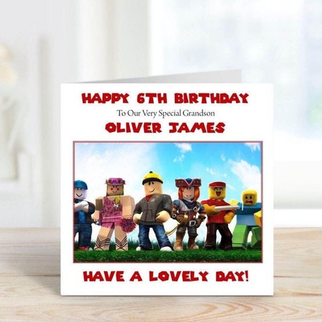 Personalised Birthday Card ROBLOX Theme 6 Inch Square Folded Etsy