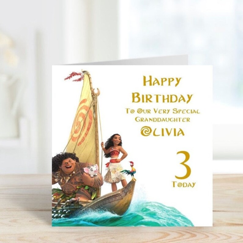 Personalised Birthday Card MOANA Theme 6 Inch Square Folded - Etsy