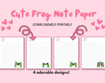 Cute Kawaii Frog Stationery Set | Printable Stationery | Printable Note Paper | Letter Size | A4 (Digital Download!)