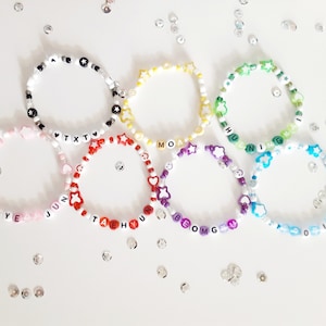 TXT K-Pop Bead Bracelet: Custom Name, Star & Heart Beads