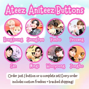 Ateez Aniteez Pinback Buttons - Kpop Fan Gift