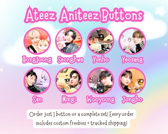 Ateez Aniteez Pinback Buttons - Kpop Fan Gift