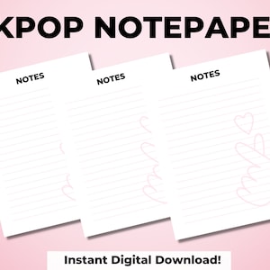 Papel para caderno Kpop | Artigos de papelaria Kpop para impressão | Tamanho da carta | A4 (download digital!)