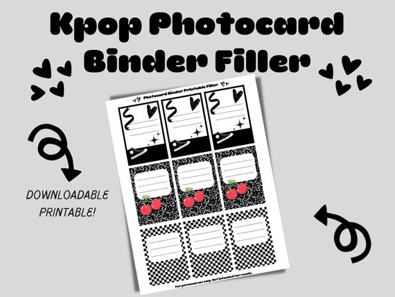 Kpop Binder Filler for Photocards Black & White Double-sided digital  Download -  Canada