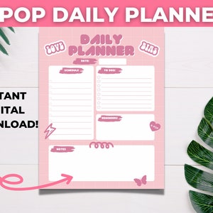 Descarga digital de páginas del planificador diario de Kpop (tamaño carta, papelería A4, A5 para fanáticos del K-pop!)
