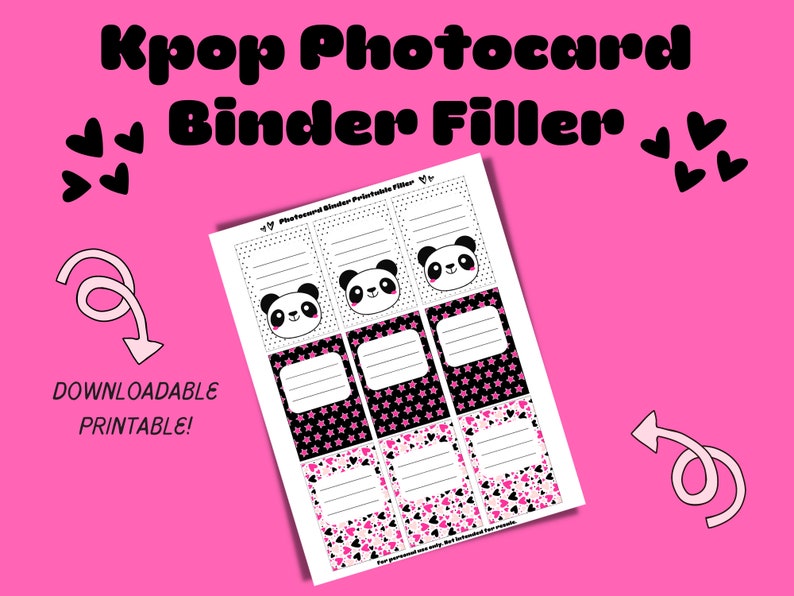 Kpop Binder Filler for Photocards Black Pink Double-Sided Digital Download image 1