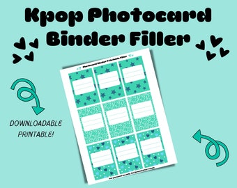 Kpop Binder Filler for Photocards - Aqua Blue and Green Double-Sided (Digital Download!)