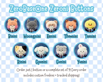 Zerobaseone Zeroni Pinback Buttons: Kpop Fan Gift (1.25 inch)