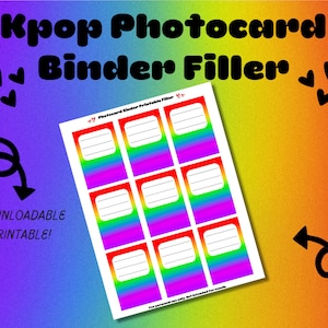 Preenchimento de fichário Kpop para cartões fotográficos - Arco-íris dupla face (download digital!)